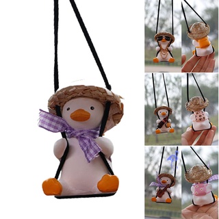 เทศกาลสงกรานต์ Swinging Duck Hanging Ornament for Car Cute Car Rear View Mirror Pendant Creative Home Office Car Decoration