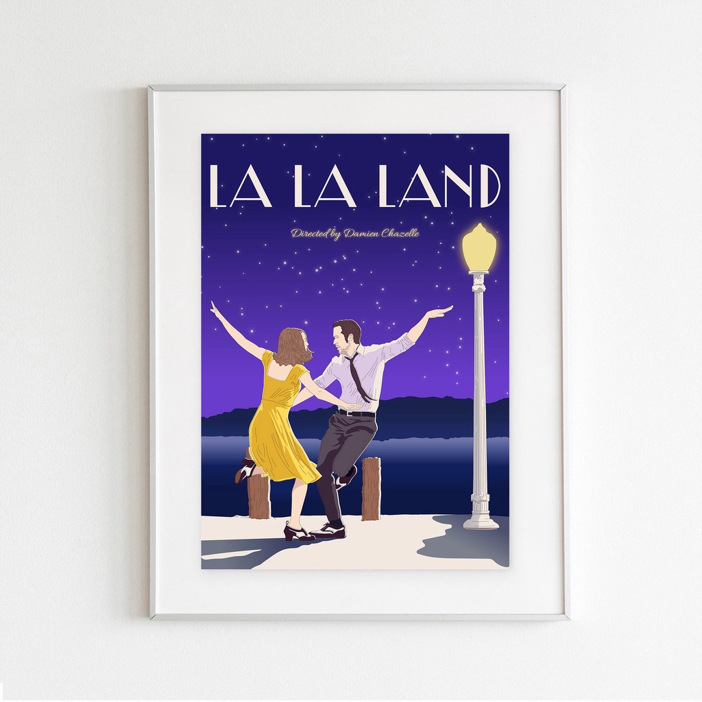 โปสเตอร์ โปสการ์ด ตกแต่งบ้าน ตกแต่งห้อง👗🌃 จากหนังเรื่อง Lalaland💃🕺