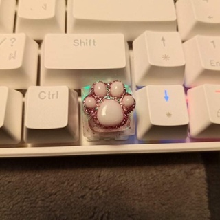 keycap catpaw pink wing คีแคปอุ้งเท้าวิ้งค์สีชมพู ฐานใส