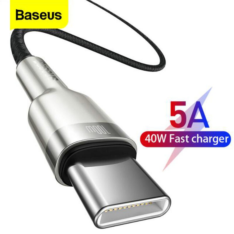 Baseus 5A สาย USB Type C สายชาร์จโทรศัพท์สำหรับ Xiaomi Samsung สายชาร์จ USB สำหรับ Huawei P40 Pro P30 Mate 30 Pro