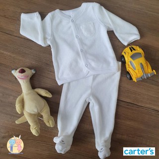 เซต 2 ชิ้น เสื้อ และกางเกงขายาวแบบคลุมเท้า สีขาว แบรนด์ Carters ของใหม่