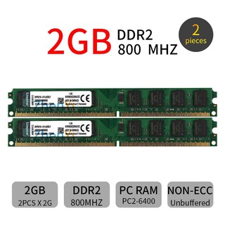 2PCS 2GB DDR2 RAM 800MHZ PC2-6400U DIMM  CL6 Desktop narrow Memory For Kingston AD22ZT