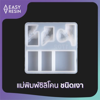 เเม่พิมพ์เรซิ่น(ซิลิโคน)เงา ขนาด: 8x7.5x0.60cm. -(C2)Easy Resin