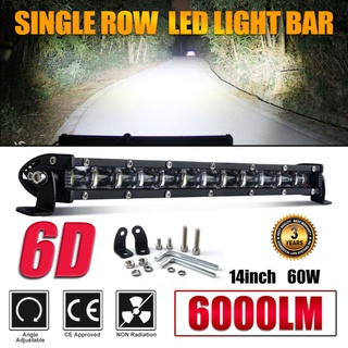 บาร์ไฟ Led แถวเดียว 6D 90W 8 14 20 นิ้ว สําหรับเรือ รถบรรทุก SUV ATV 12V 24V