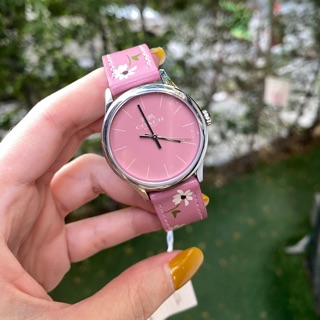 COACH WOMENS WATCH STAINLESS 36MM 14502989 PINK LEATHER FLOWERS