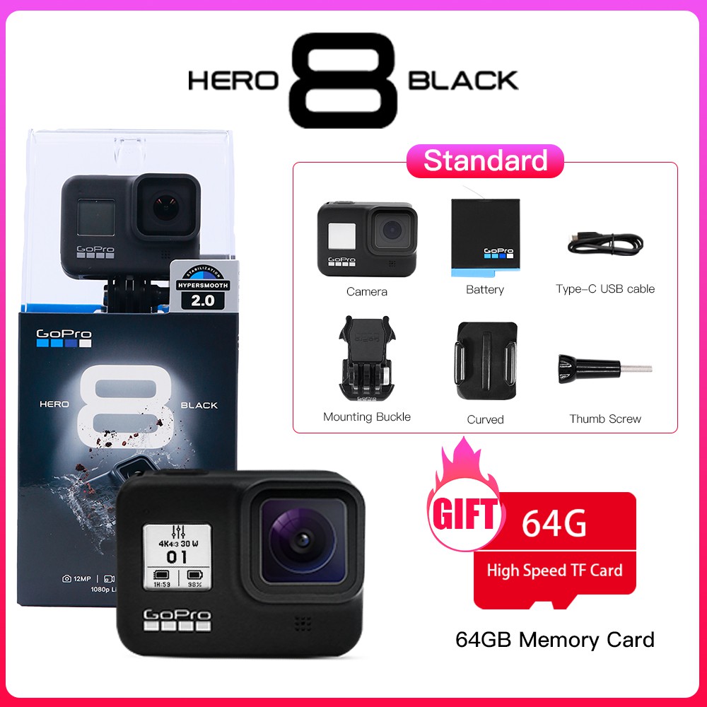 Original Gopro Hero 8 Black Action Camera Go Pro Waterproof Sport Action Camera 4k Ultra Hd Video 1080p Portable Live S Shopee Thailand