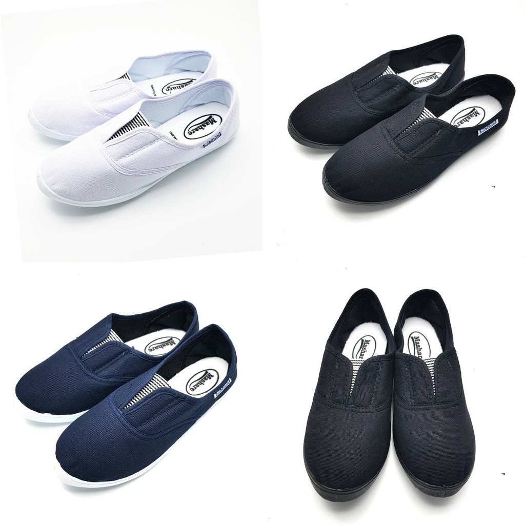 Mashare/Leo ผ้าใบแบบสวม ทรงบัดดี้ สีขาว ดำ กรม ไซส์ 36-43