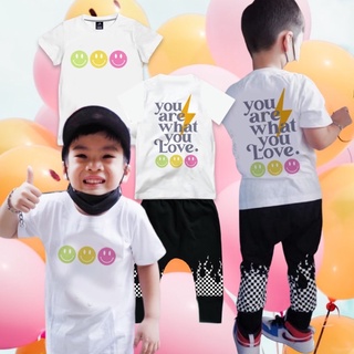 เสื้อแขนสั้นเด็ก pastel smiley “what are what you love” เสื้อเด็ก ชุดเด็ก