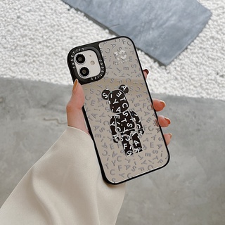 Original BearBrick CASETiFY 10th Anniversary Monogram ชุบกระจกเงินปลอก For iPhone 7 8 Plus 7 + 8 + X XS XR 11 12 13 Pro 13Pro Max SE 2020 Impact Hard PC Case