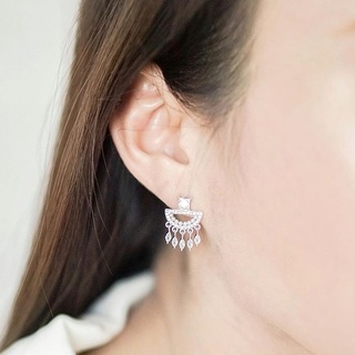 Risara | Hannah Earrings ต่างหูพัด ต่างหูห้อย ต่างหูออกงาน ต่างหูยาว ต่างหูเงิน ต่างหูคริสตัล