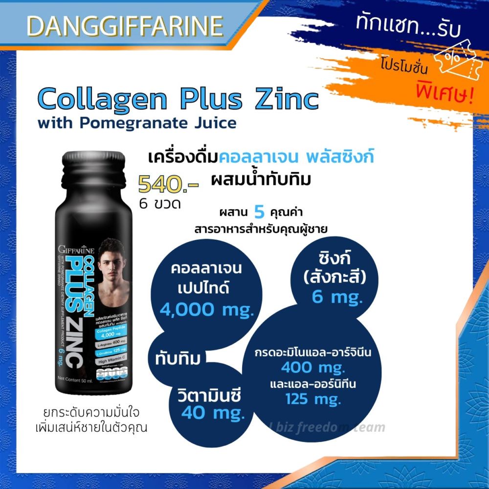 คอลลาเจนกิฟฟารีน คอลลาเจน พลัส ซิงก์ collagen Plus Zing คอลลาเจนผู้ชาย ฟิต เฟิร์ม ปึ๋งปั๋ง Collagen 