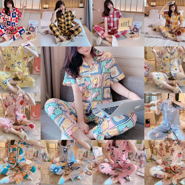 ac 333-link3# ชุดนอน คอตตอนผสม เนื้อนิ่ม แขนสั้น+ขายาว