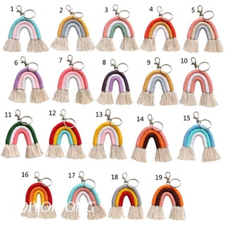 Yoi พวงกุญแจถักมาคราเม่ สีรุ้ง แฮนด์เมด สไตล์โบโฮ สําหรับผู้หญิง