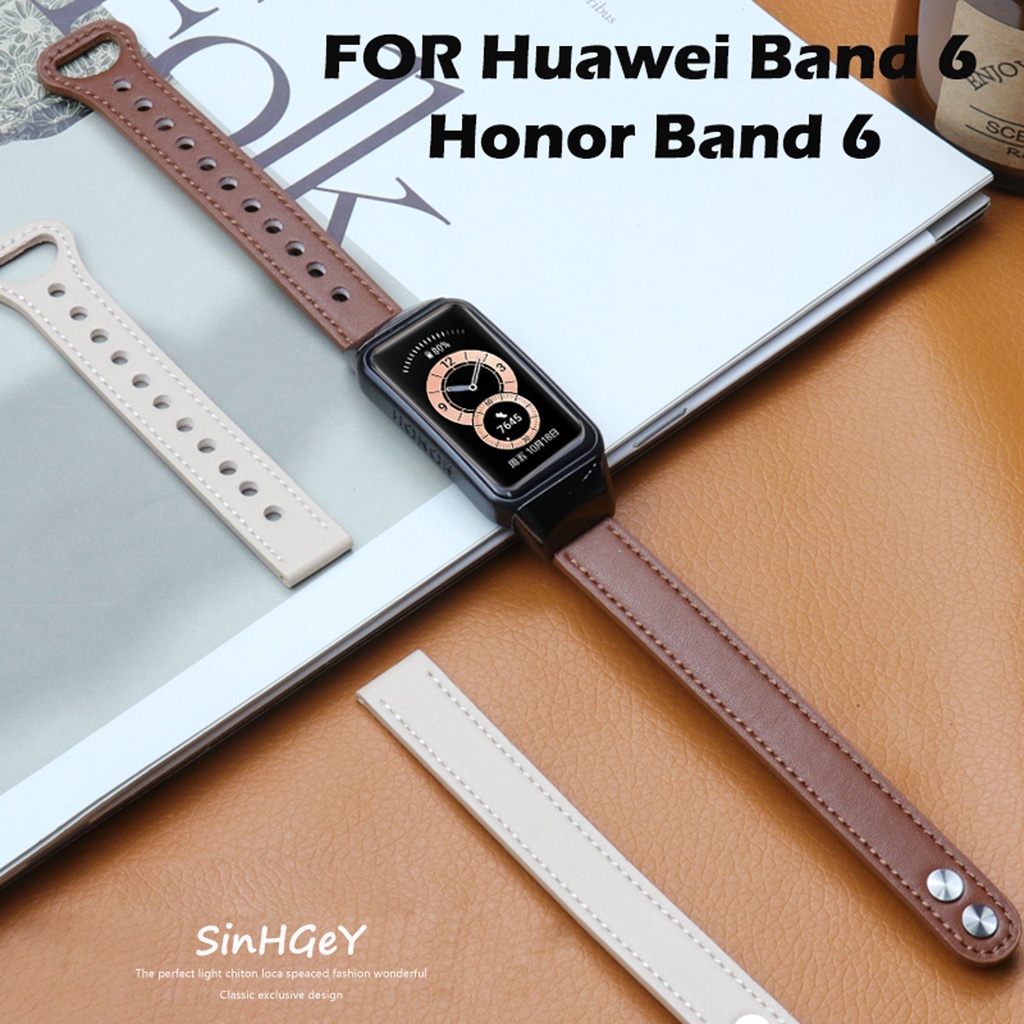 สายนาฬิกาข้อมือ สายหนังวัว แบบเปลี่ยน สําหรับ Huawei Band 7 6 Honor Band 6