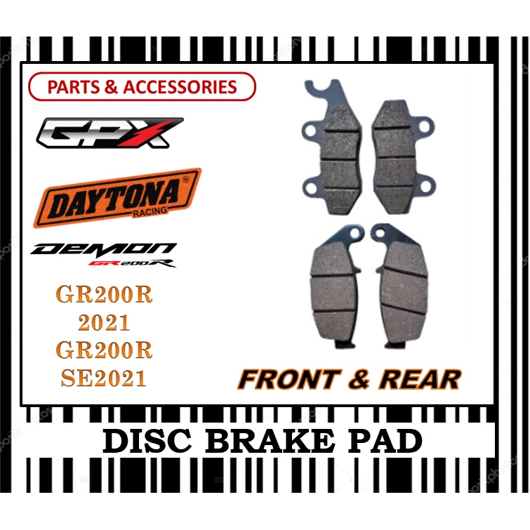 GPX DEMON GR200R GR200R ชุดผ้าเบรค MINI BIKE FR0NT & REAR DAYTONA TYPE