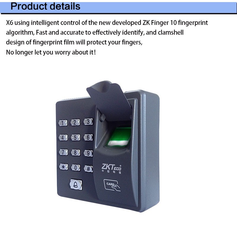 ZkTeco X6 เครื่องสแกนนิ้วและทาบบัตรเปิดประตูด้วยคีย์การ์ด Access Control
