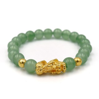 Pixiu ปี่เซียะเรียกทร้พย์ สีฟ้าเขียว ขนาด 7 มม. สร้อยข้อมือหินแท้ by siamonlineshop