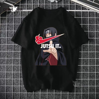 เสื้อยืดแขนสั้นพิมพ์ลาย Naruto Sasuke Kakashi สําหรับผู้ชายคอกลมcartoon