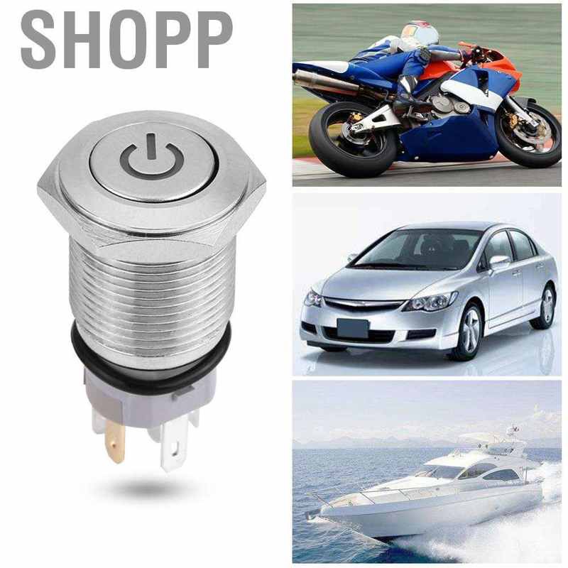 SHOPP 16mm 12V Car Blue LED Metal Push Button Toggle Socket Plug For ...