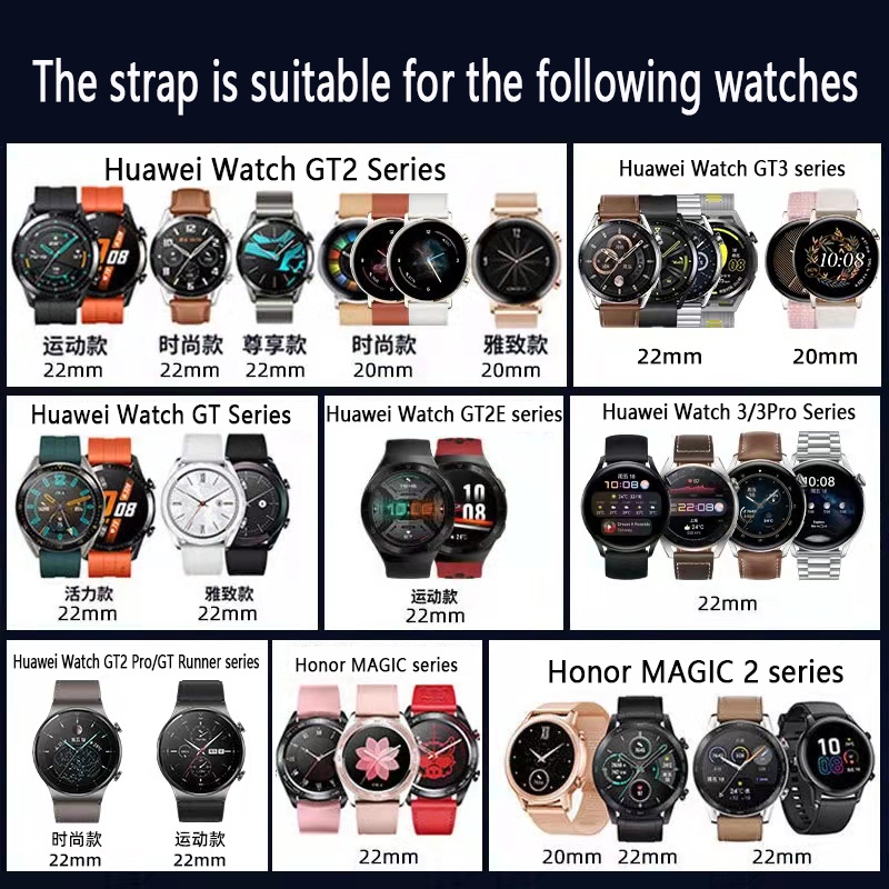 Original HUAWEI นาฬิกา watch3/3Pro/GT2 GT3 GT4 GT5 42mm46mm/GT2 Pro/GT2e/GT/2pro/GT3 SE/HUAWEI WATCH GT Runner โลหะแฟชั่นธุรกิจสายคล้อง