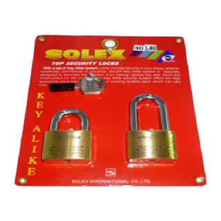 กุญแจคีย์อะไลท์ SOLEXMACH240 40 มม. 2 ตัว/ชุดSOLEX MACH24040MM/2PB KA PADLOCK 2EA/SET