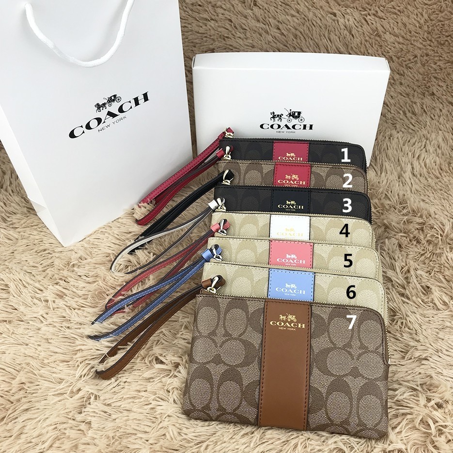 กระเป๋าสตางค์ผู้หญิง coach กระเป๋าสตางค์ colorblock แบบคลาสสิก