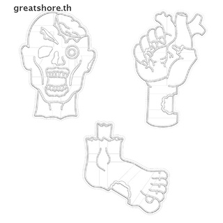 Greatshore แม่พิมพ์พลาสติก ลายการ์ตูนผีดิบฮาโลวีน สําหรับทําคุ้กกี้ เบเกอรี่ DIY 1 3 ชิ้น