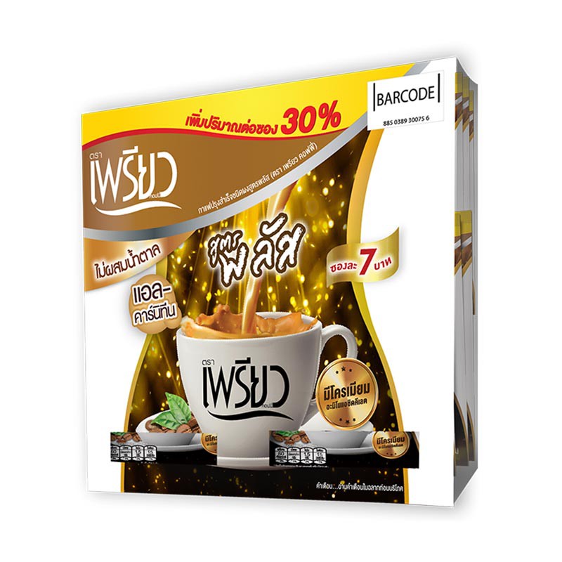เพรียว กาแฟ สูตรพลัส 16 กรัม x 24 ซอง (เพิ่มปริมาณต่อซอง 30%) (8850389300756)