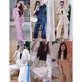 ชุดเซทขายาวทรงoversize 2 piece sets / 2 piece outfits/ Matching sets/Casual set/ Long sleeve sets