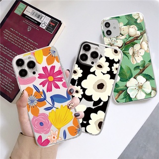 เคสโทรศัพท์มือถือนิ่ม แบบใส ลายดอกไม้ หลากสี สําหรับ iPhone 14 13 12 11 Pro Promax 14Plus mini X XS XR XSMAX 6 6s 6plus 6splus 7 8 SE2020 7plus 8Plus QMGT