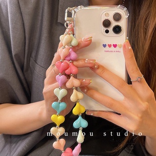 เคส สำหรับ ไอโฟน เคสซิลิโคน สินค้าพร้อมส่งจากไทย สำหรับ Iphone 13 12 11 Pro max เคส+โซ่หัวใจ TPU-C260