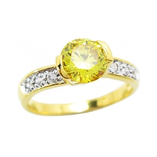 (3-5)แหวนผู้หญิงมินิมอล แหวนสีเหลือง พลอยบุษราคัม ประดับเพชร…