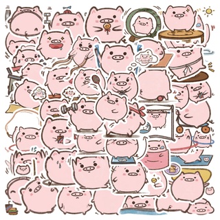 【Cute Piggy】สติกเกอร์ ลายกราฟฟิตี้หมูน่ารัก สีชมพู สําหรับติดตกแต่งกีตาร์ สเก็ตบอร์ด 50 ชิ้น