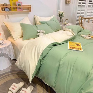 ชุดเครื่องนอนลายสีพื้นเรียบๆ ขนาด 3.5,5,6 ฟุต ผ้าปูที่นอน + ผ้านวมครบชุด