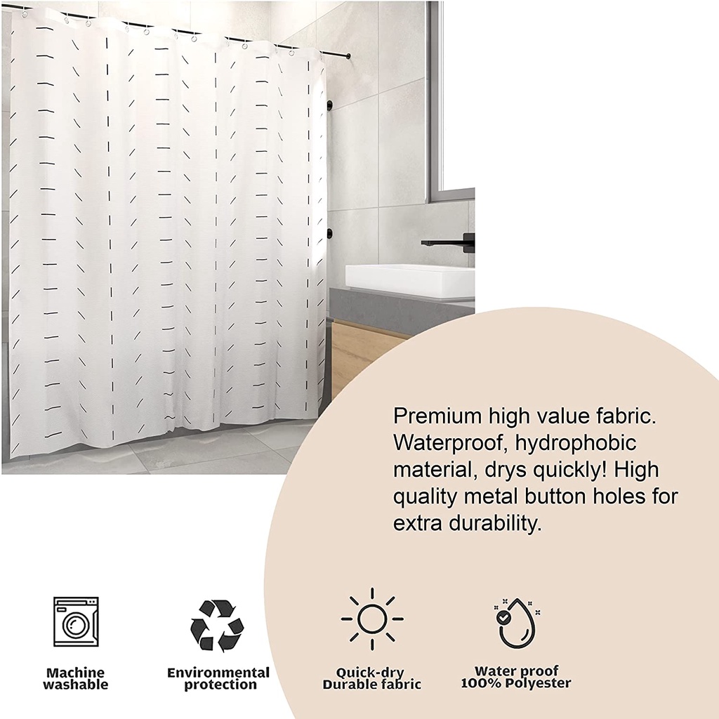 แนะนำ ผ้าม่าน ผ้าม่านห้องน้ำ ม่านห้องน้ำ ขนาดใหญ่ 180X180cm มีห่วงตะขอ12ตัว ม่านอาบน้ำพลาสติก กันน้ำ bath curtain_buildmaster ราคาพิเศษ มีเก็บเงินปลายทาง