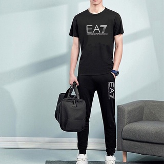 Emporio Armani EA7 เสื้อยืดลําลอง แขนสั้น คอกลม สําหรับผู้ชาย