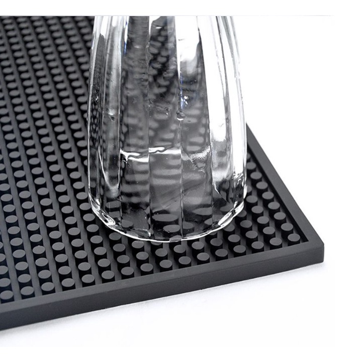 Bar Mat ยางรองบาร์ 30cm*15cm สีดำ แผ่นยางรองเชคเกอร์ กันลื่น กันแก้วน้ำหกเลอะเทอะ - รูปที่ 2