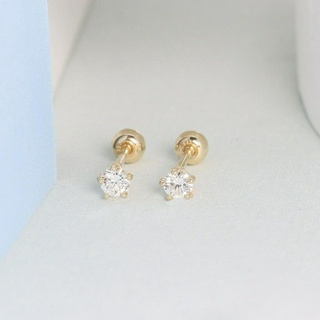 Grace Fine Jewelry ต่างหูปักก้านทองแท้ 9K เพชรแท้มินิมอล