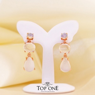 Top1Jewelry ต่างหูเงินแท้925 พลอย Opal, Rose Quartz, Rainbow Moonstone แท้