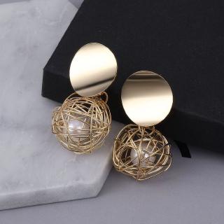 Fashion statement earrings Simple woven ball Geometric earrings For Women Hanging Dangle Earrings Pearl earrings Modern Jewelry