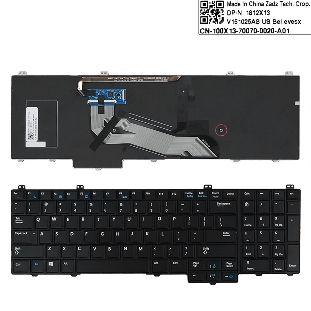 Dell LATITUDE E5540 15 5000 QWERTY US KEYBOARD 76X2J 0776X2J Backlit