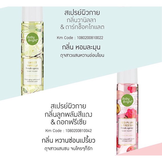 Baby Bright Body Mist 20ml  ( 7กลิ่น ) - รูปที่ 2