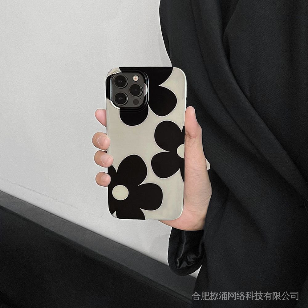 เคสโทรศัพท์มือถือแบบนิ่ม กันกระแทก ลายดอกไม้จิ๋ว สีดํา สําหรับ Iphone 14 8p 11 13 12promax xr