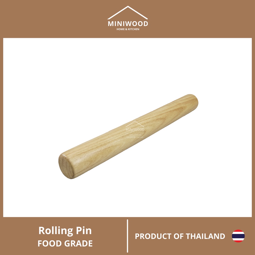 MINIWOOD ไม้คลึงแป้ง ใหญ่ ไม้นวดแป้ง อุปกรณ์เบเกอรี่ Straight Rolling Pin 4 ซม.