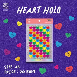 Hologram Sticker Sheet ลาย  Heart holo สติกเกอร์โฮโลแกรม ขนาด A5