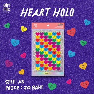 Hologram Sticker Sheet ลาย  Heart holo สติกเกอร์โฮโลแกรม ขนาด A5