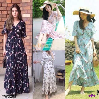 Maxi dress พิมพ์ลายดอกไม้