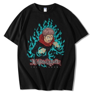 เสื้อยืดผู้ชาย เสื้อยืด พิมพ์ลายอนิเมะ Jujutsu Kaisen Yuji Itadori S-5XL