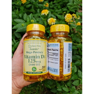 วิตามิน D3 Puritan s Pride vitamin D3 125 mcg (5000 IU) 200 เม็ด (200 softgels)