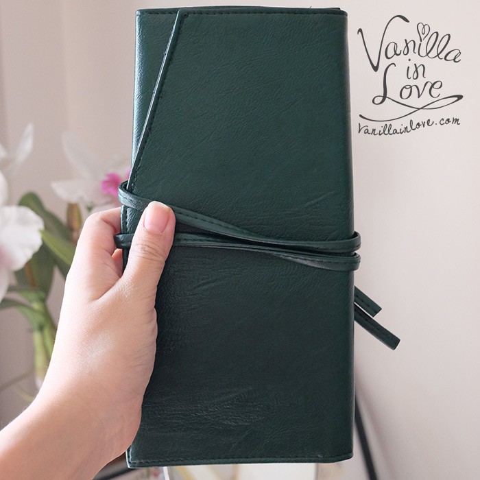 SB14 ซองใส่แปรงแต่งหน้าเปล่า สีเขียวเข้ม makeup brush bag ใส่แปรงยาวได้ 14 ชื้น